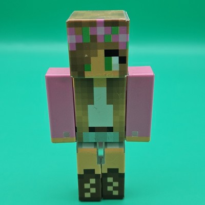 Endertoys Minecraft Figure Girl With Cape Pink Flowers Heart