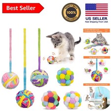 Multicolor Wool Cat Ball Set with Strings   Perfect Teething Toys for Kittens