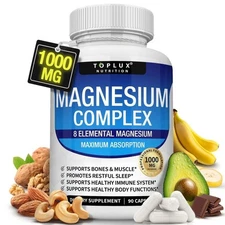 Magnesium complex supplement: 1000mg of 8-element magnesium, 90 capsules