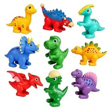 9PCS Dinosaur Bath Toys for Kids, Soft Mold Free Bath Toys No Hole Float on