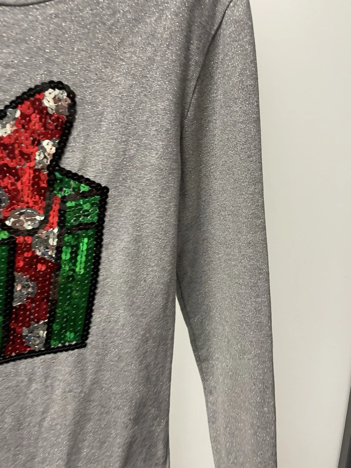 Disney Sequin Gift Ladies Gray Long Sleeve Tee Size Medium  - Image 2 of 4