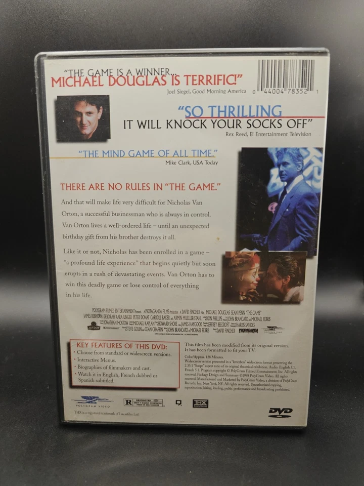 The Game DVD Full/Widescreen 1997 (Michael Douglas, Carroll Baker, Sean Penn) - Image 2 of 4