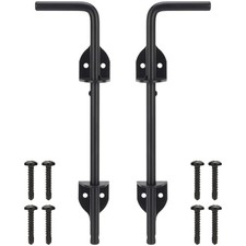 12" Cane Bolt Heavy-Duty Drop Rod for Gate, Gate Ground Black, 2 Pack