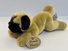 Russ Berrie Tan Black PUG Soft DOG PLUSH curly tail w Tag 11" Yomiko Classic