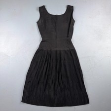 1950s Koret of California Midi Dress Womens Flare Textured Rockabilly Black