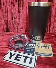 YETI Rambler 20 oz Tumbler Magslider Lid Stainless Steel Black Brand New TAGS