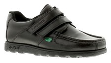Image of Kickers Boys School Shoes Fragma Strap 3 Youth Leather Touch Fastening black UK