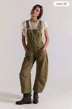 FREE PEOPLE We The Free Good Luck Barrel Overalls - Weeping Willow