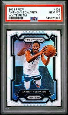 2023 Panini Donruss Anthony Edwards White Prizm 5/175 PSA 10 JERSEY# 💎 Wolves