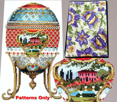 Faberge Egg Metallic Beaded Specialty Stitches Floral Bag CROSS STITCH PATTERNS