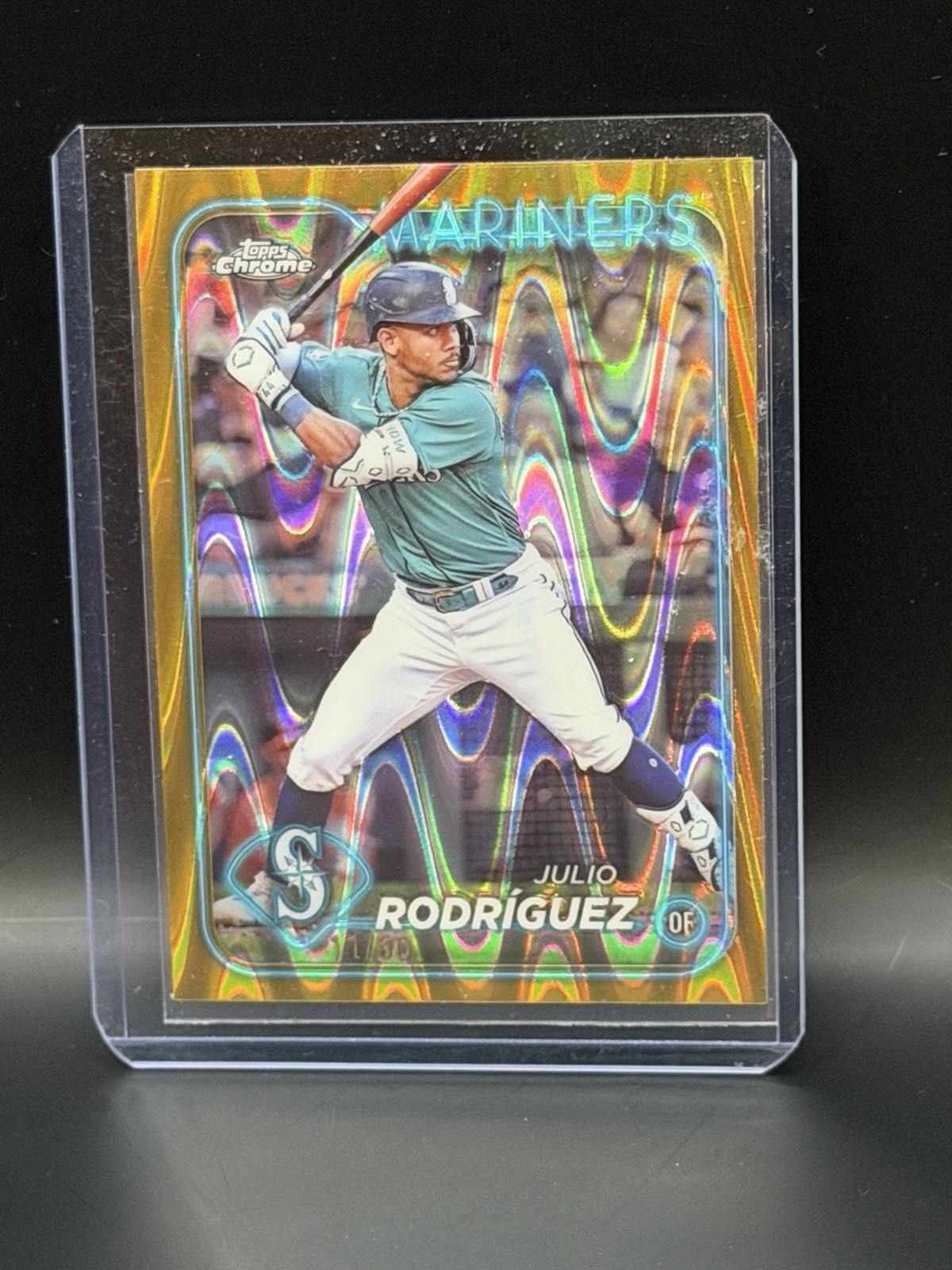 2024 Topps Chrome - Julio Rodriguez #300 Gold RayWave Refractor 11/50