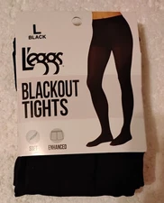 Leggs Size Large Blackout Shaping Tights~Black~145-200lbs 21685