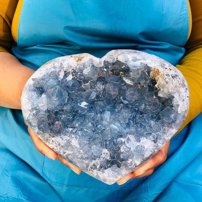 5LB Natural Celestite Geode Cluster Sky Blue Crystal Cave reiki Healing