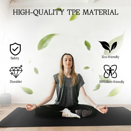 Extra Large Yoga Mat 6'x 4'x 6mm (1/4in) Thick Exercise Mat for Men and Women... - Picture 7 of 9