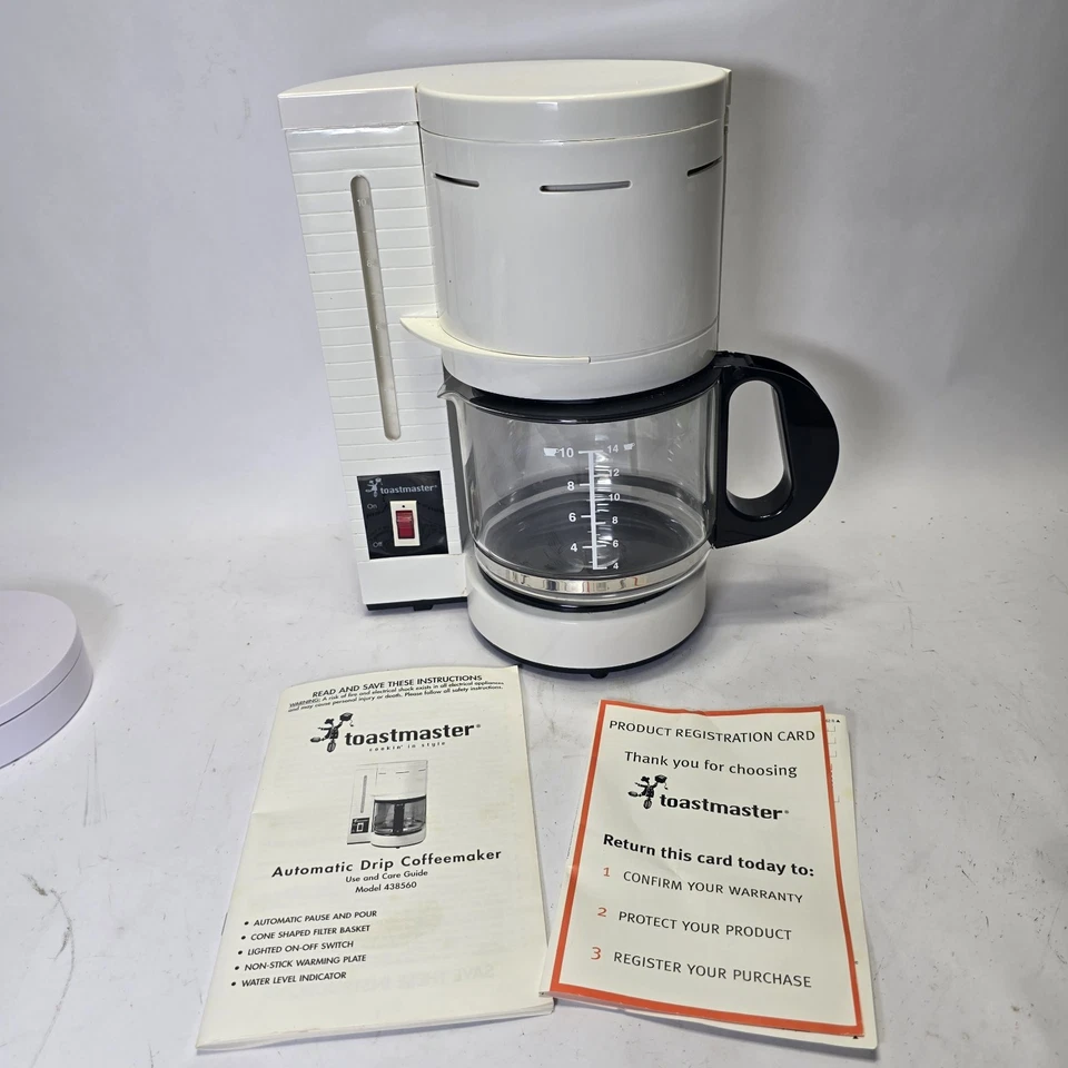 Cafetera vintage Toastmaster 10 tazas modelo 438560 blanca pausa automática funciona Foto 4 de 4