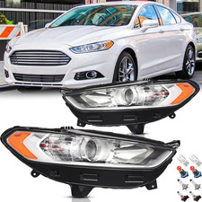 Headlights Assembly Pair with Bulbs for 2013 2014 2015 2016 Ford Fusion (2Nd Gen
