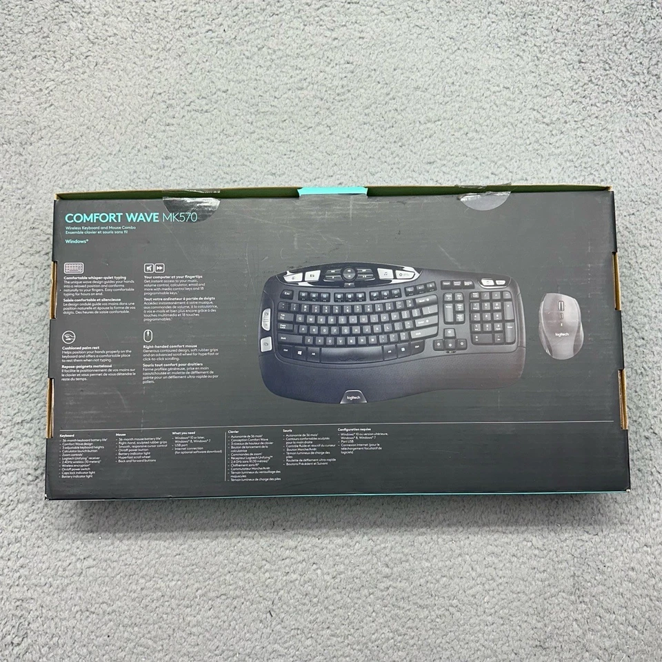 Logitech MK570 Comfort Wave Wireless Keyboard Mouse Combo 920-008001 Ergonomic - Image 4 of 4