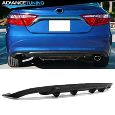 Fits 15-17 Toyota Camry 4 Fin Style Rear Bumper Lip Lower Spoiler Unpainted - PU
