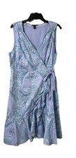 Tommy Hilfiger XL Paisley Wrap Style Dress Ruffle Hem Sleeveless Blue Cotton NWT