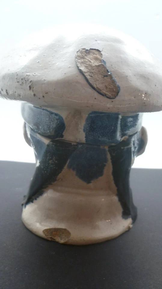Ancien pot à tabac céramique barbotine numéroté signé - Vieux marin tobacco jar - Photo 3/4