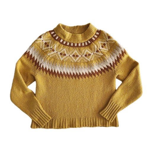 Suéter Fair Isle para mujer MED vintage American Eagle cuadrado amarillo escandinavo - Imagen 1 de 8