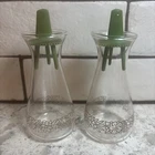 Vintage Pyrex  "Spring Blossom Green" salt and pepper shakers- "Crazy Daisy"