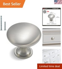 30 Pack Brushed Nickel Round Solid Zinc Alloy Cabinet Knobs