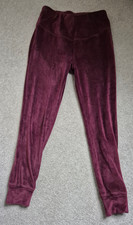 Ladies velvet/velour plush cuffed leggings/pyjama bottoms (burgundy)  12, NEXT