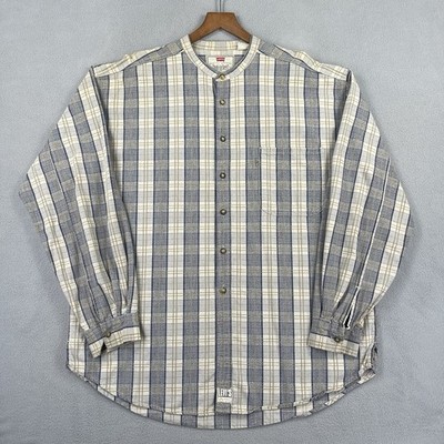 Vintage Levis Shirt Mens XL Button Up Band Collared Grandfather Long Sleeve