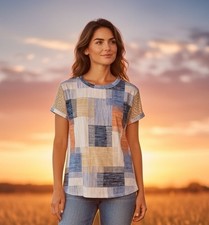 Cathy Women s L Multicolor Plaid Patchwork Cr...