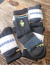 New 3 Pairs Bombas XS Socks Black HoneyComb Crew Calf Size XS - Extra Small