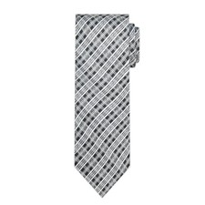 Men's Woven Plaid Pattern or Slim Neck Tie Regular Plaid Black
