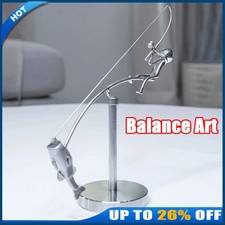 Kinetic Fishing Sculpture, The Fisherman Balancing, Balance Art,Desk Ornament UK