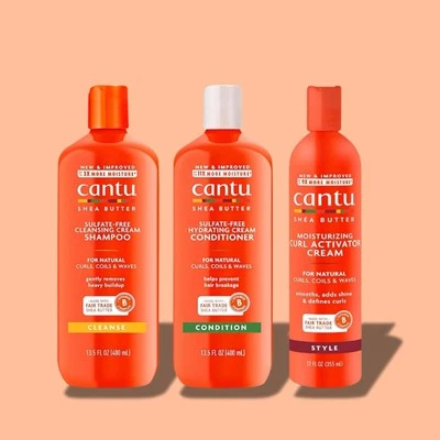 Cantu (Set Of 3) Sulphate Free Shamp & Cond 12oz With Curl Activator Cream 12oz.
