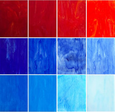 12 Sheets Red Blue Stained Glass Sheets, 6 x 4 inch Stained Glass Supplies for S