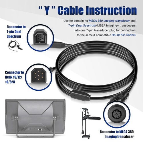 720107-1 Transducer Adapter Cable 10ft. For Helix 15/1210 Fish Finders MEGA 360 - Picture 10 of 14