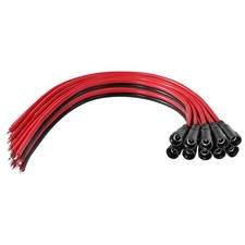 DC Barrel Female Plug 16AWG Power Pigtail Cable 2.1mm x 5.5mm Jack 10 Pair