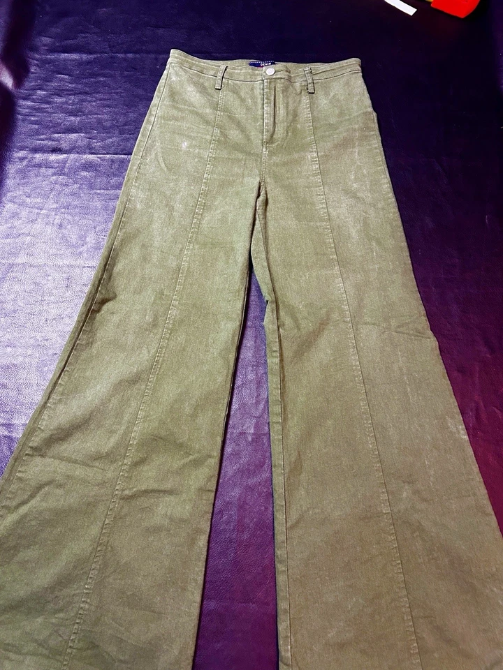 DENIM Flying Tomato Y2K High Rise Super Flare Pants Women’s Size L Olive Green - Image 3 of 4