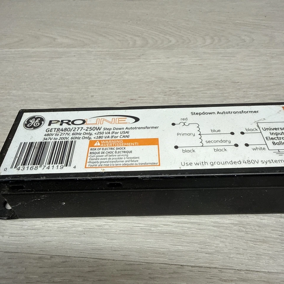 GE LAMPS GETR480/277-375W Autotransformador, 480/277V, 375VA 4GCH1 Foto 2 de 4