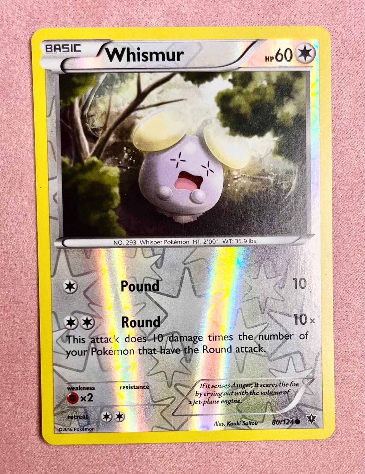 Whismur | 80/124 | Fates Collide | 2016 Pokemon Common | Reverse Holo | LP