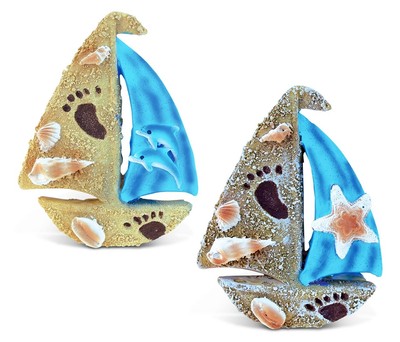 PuzzledSailing Boat Refrigerator Blue Wave Magnet -  - Set of 2