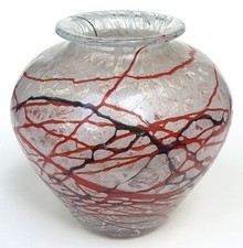 Art Deco Vase antik Böhmisches Glas Schaumglas Fadendekor Joh. Loetz Witwe 1930