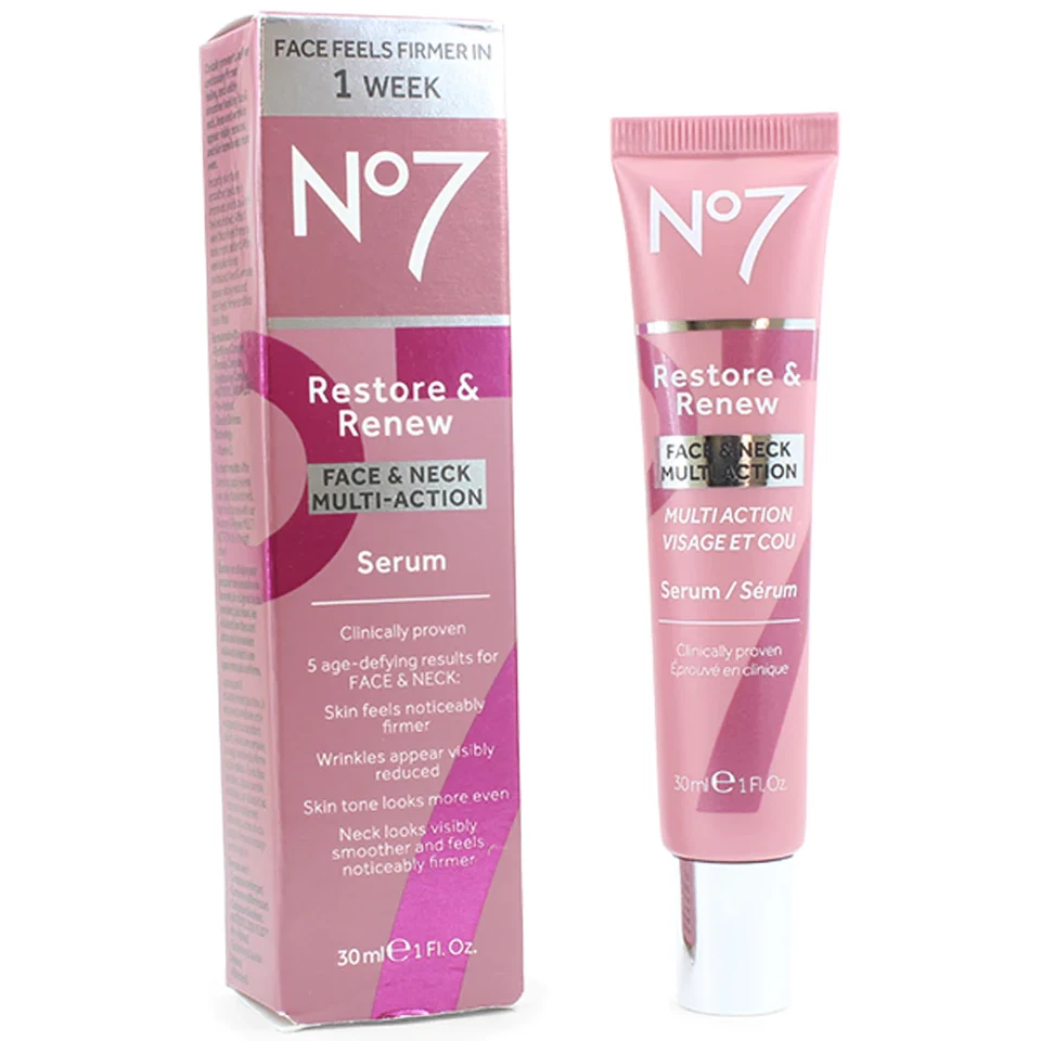 Boots No7 RESTORE & RENEW Face & Neck Multi Action SERUM Anti-Aging 30mL - NEW! - image 3 of 4