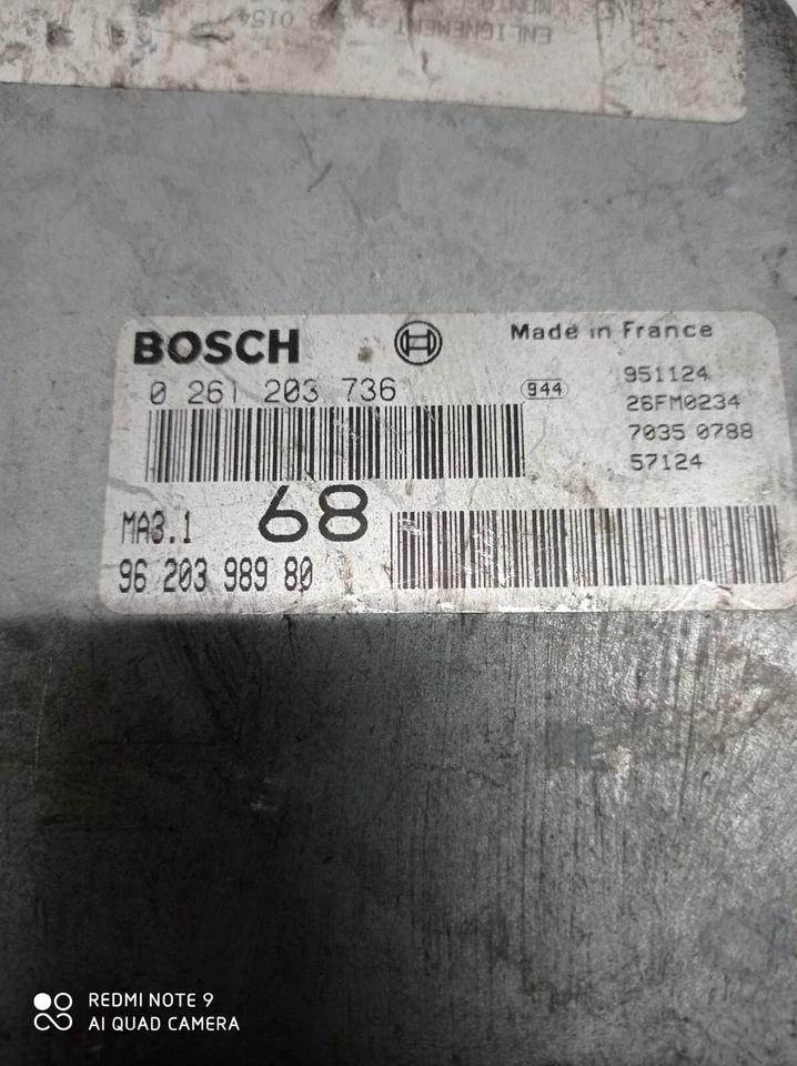 CALCULATEUR MOTEUR ECU PEUGEOT 106 1.1i 0261203736 / 9620398980 (149ML) - Immagine 2 di 4