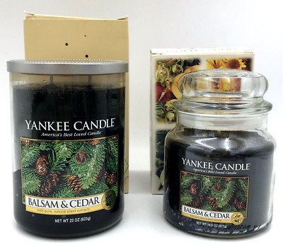 2 Yankee Candles Balsam & Cedar 14.5oz 65-90hr Jar  22oz 110-150hr Tumbler