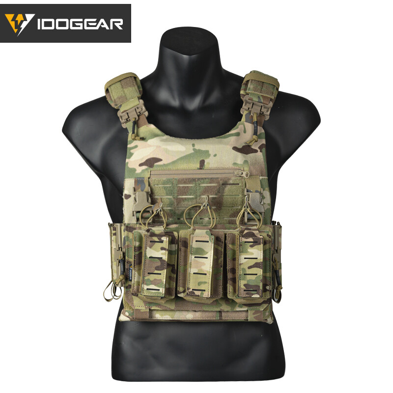 Gilet Tactique IDOGEAR Support De Plaque Airsoft - Découpe Laser MOLLE, Neuf