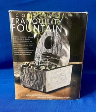 Cordless Tranquility Fountain Faux Stone Finish Footed Steps Multi-Colored Rocks