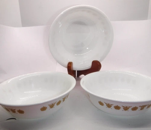 ✅ Corelle Butterfly Gold Cereal Soup Bowls (Set of 3) - 6 1/4” Vintage Pyrex