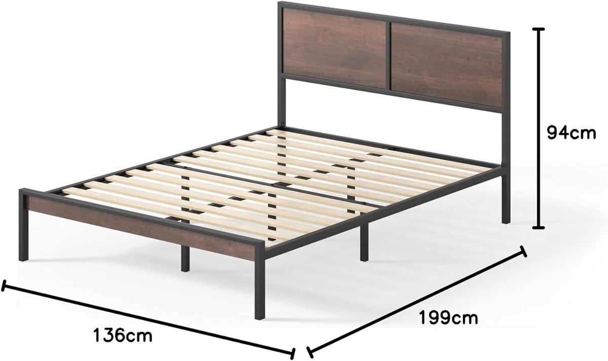 Zinus metal and wood platform bed deals