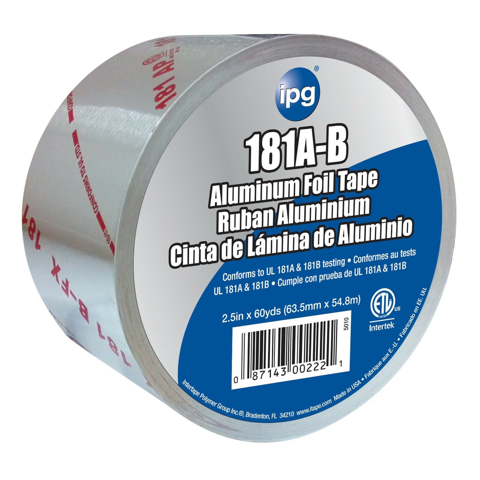 Intertape Polymer Group 5010 Aluminum Foil Tape with Liner, 2.5Inch x